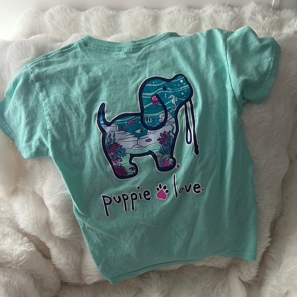Puppy Love Blue Short Sleeve Tee Under the Sea
